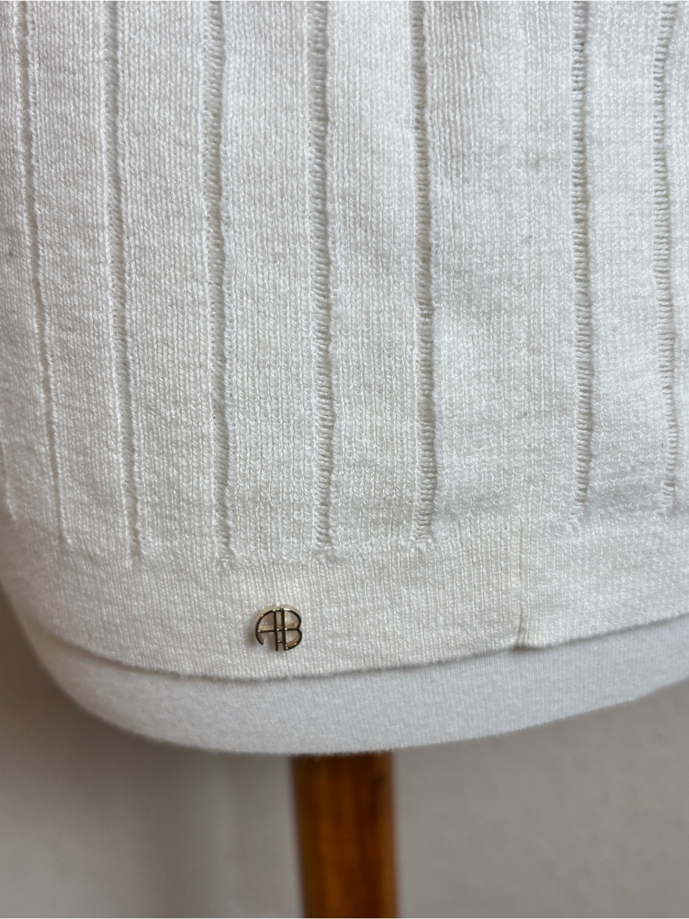Anine Bing Noel Ribbed Ivory Tank Top In Wool-knit Size Large - Picture 5 of 8
